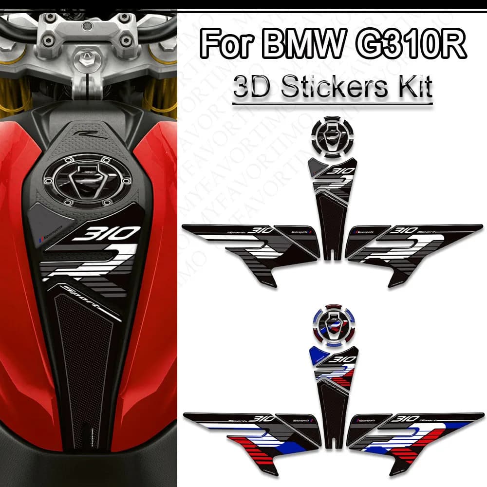 Rilievo del serbatoio Manopole Laterali Gas Olio Combustibile Kit Ginocchio 3D Adesivi In Resina Decalcomanie Protezione Per BMW G310R G 310 R G310 2021 2022 2023 2024 2025