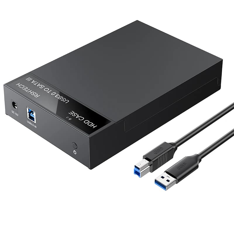 RSHTECH Custodia per disco rigido esterno USB 3.0 SATA Trasferimento dati Custodia per disco portatile Caddy HDD da 6 Gbps per SATA I/II/III da 2,5/3,5"