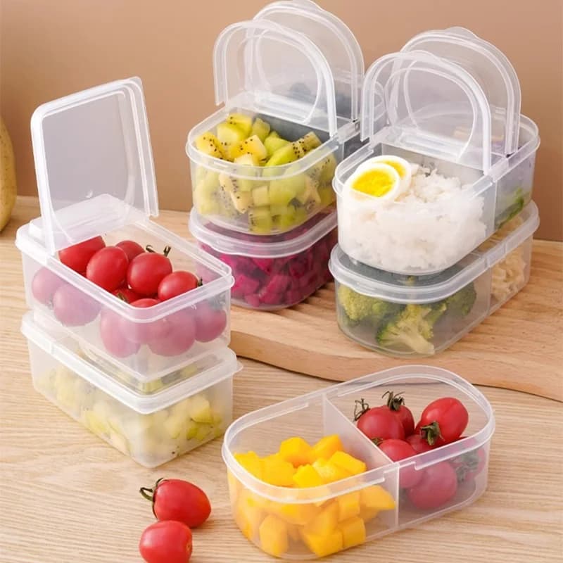Contenitori per Snack, Scatola Bento Divisa in 2 Scomparti, Contenitori Riutilizzabili per Pranzo e Frutta, Contenitori per Alimenti