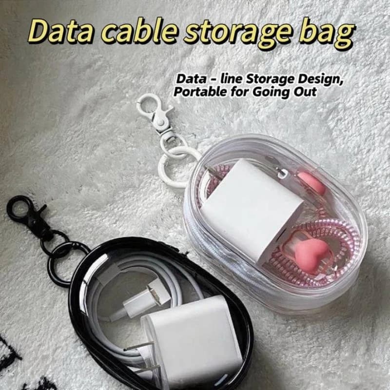 Mini custodia trasparente portatile con cerniera Custodia multifunzionale per cuffie e caricabatterie Accessori da viaggio con portachiavi