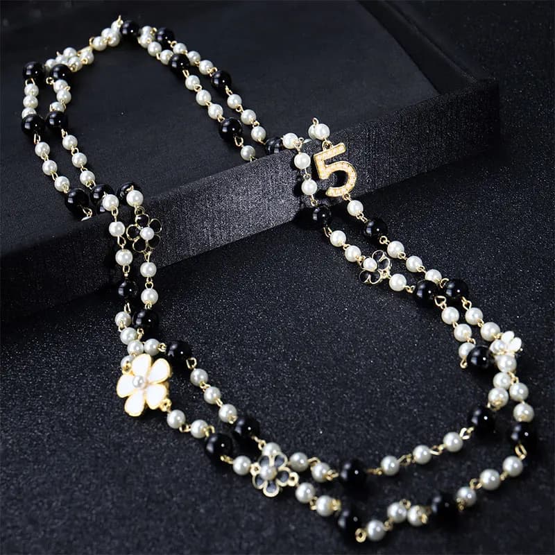 long striped camel pearl necklace collares de fashion jewelry for flower parties