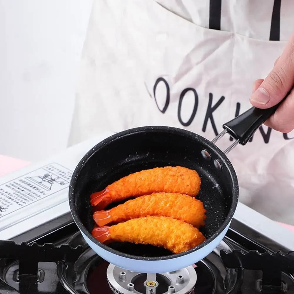 Mini padella antiaderente da 12 cm con rivestimento antiaderente, manico lungo, per friggere le uova, leggera, professionale, per omelette e bacon