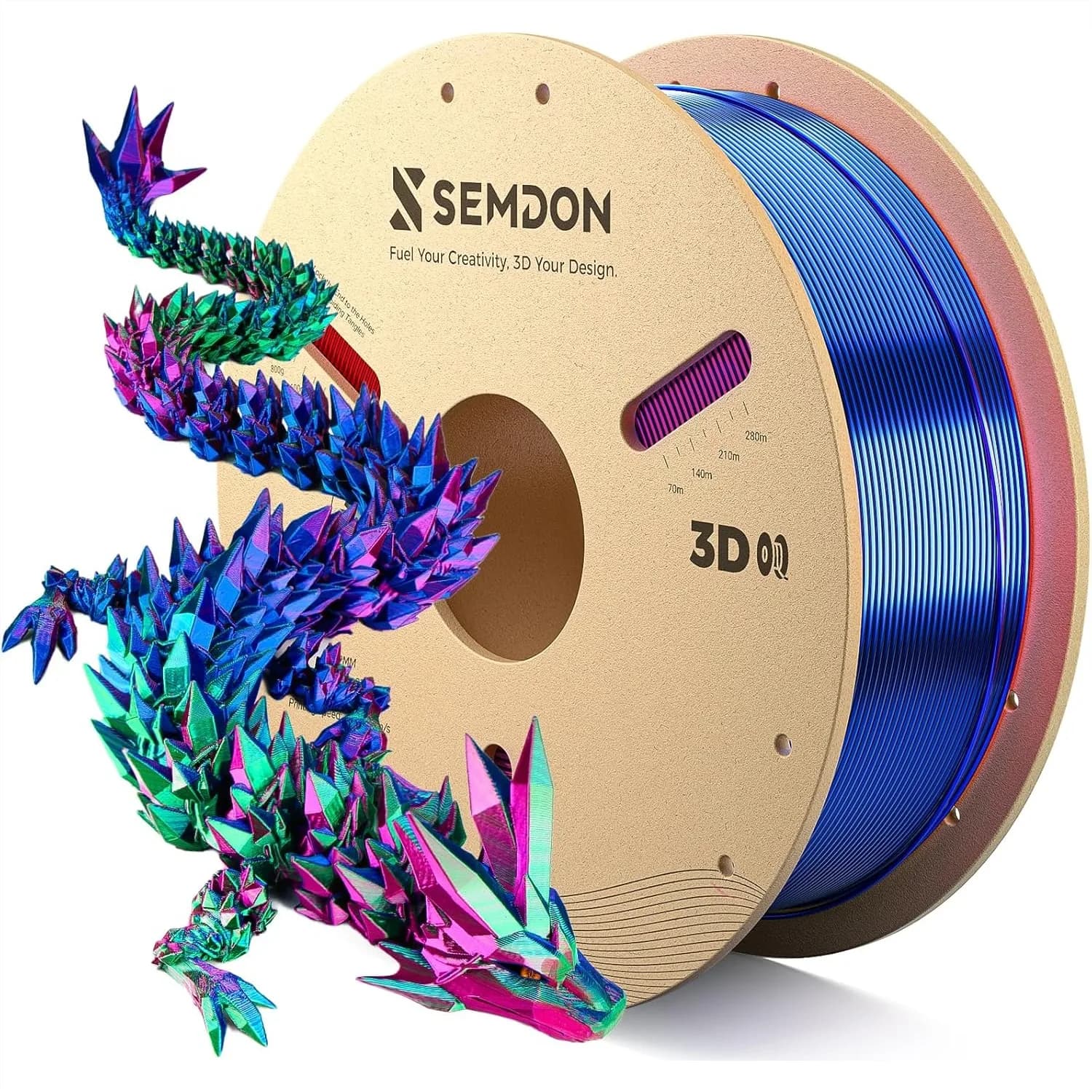 Filamento PLA Seta Tricolore Sfumato 1.75mm ±0.02mm, Filamento Arcobaleno per Stampante 3D Ender 3, Bobina da 1KG (2.2 libbre) Rosso/Blu/Verde