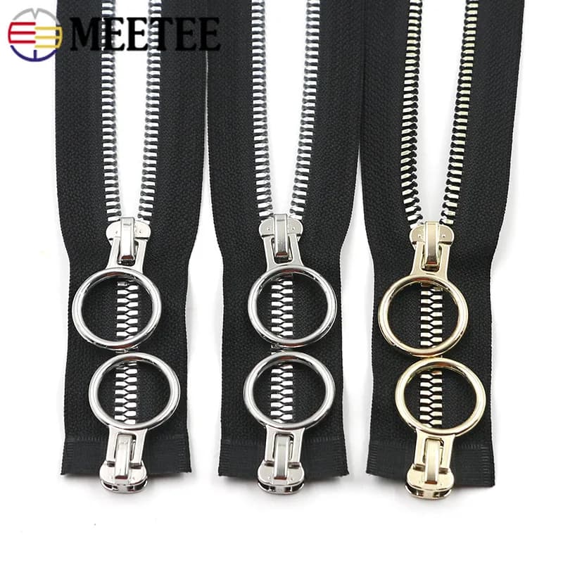 5 # 8 # 60-100 centimetri Cerniere In Resina Open-end Doppi Cursori O Ring Estrattore Giacca Borsa Decorazione Zip Kit di Riparazione Accessori Per Cucire FAI DA TE