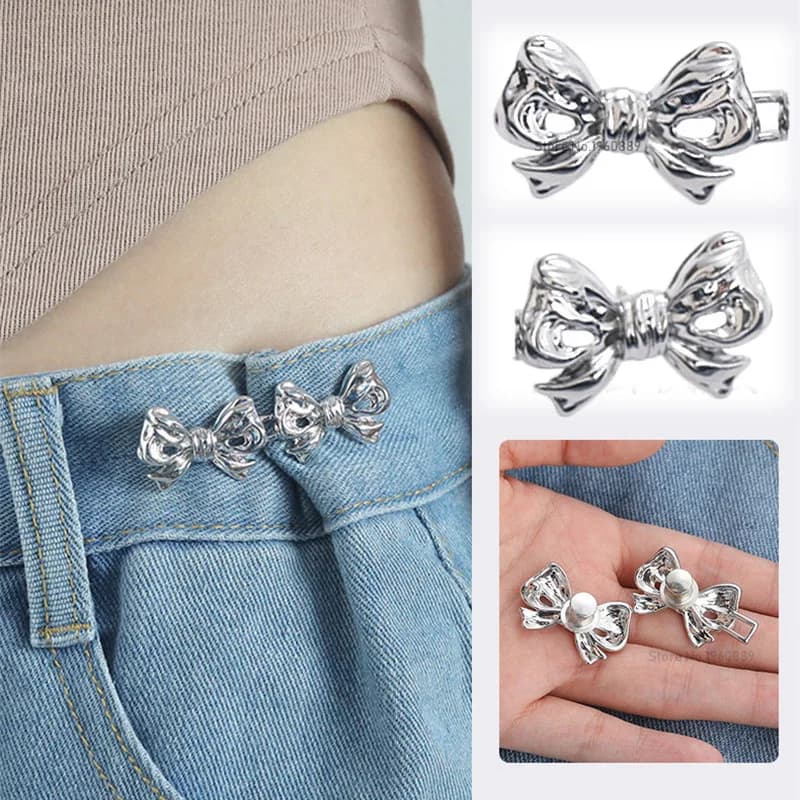 Regolatore a Fiocco per Pantaloni e Gonne, Fibbia Regolabile per Jeans Senza Cuciture, Accessori per Abbigliamento