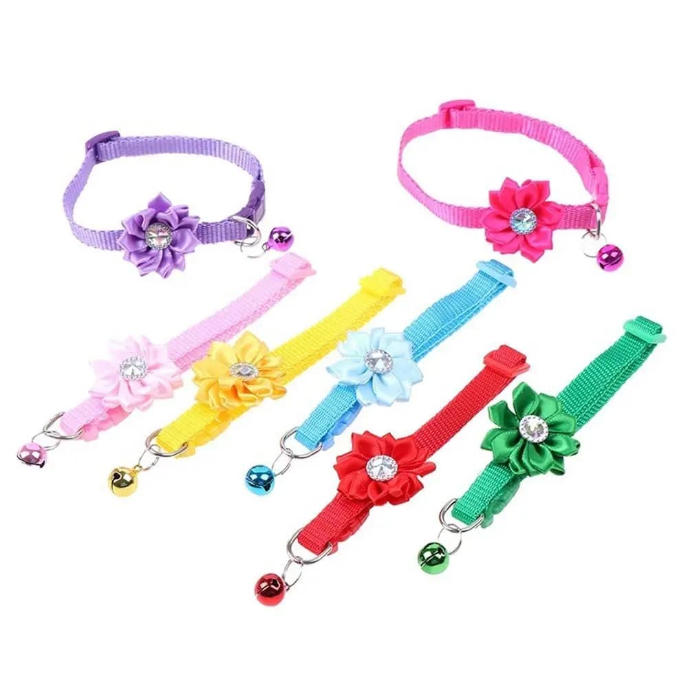 Fashion Adjustable Pet Bell Flower Collar Small With Flower Bells Cat Flower Necklace Cute Dog Neck Ring Pet Party