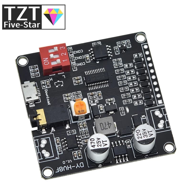 GREATZT 1/2PCS DY-HV8F Alimentatore 12V/24V 10W/20W Modulo di riproduzione vocale con supporto per scheda Micro SD Lettore musicale MP3 per Arduino