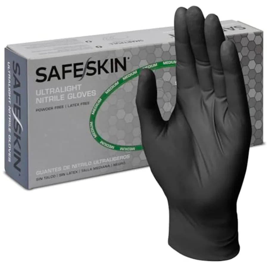 SAFESKIN Ultralight Disposable Nitrile Gloves - 2.0 Mil - Powder Free, Latex Free, All Purpose, Food Prep, Cooking, Cleaning