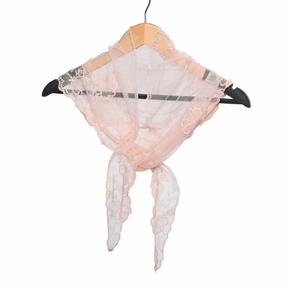 Elegante Sciarpa Triangolare in Pizzo Ricamato con Fiori, Leggera e Traspirante, Protezione Solare Estiva