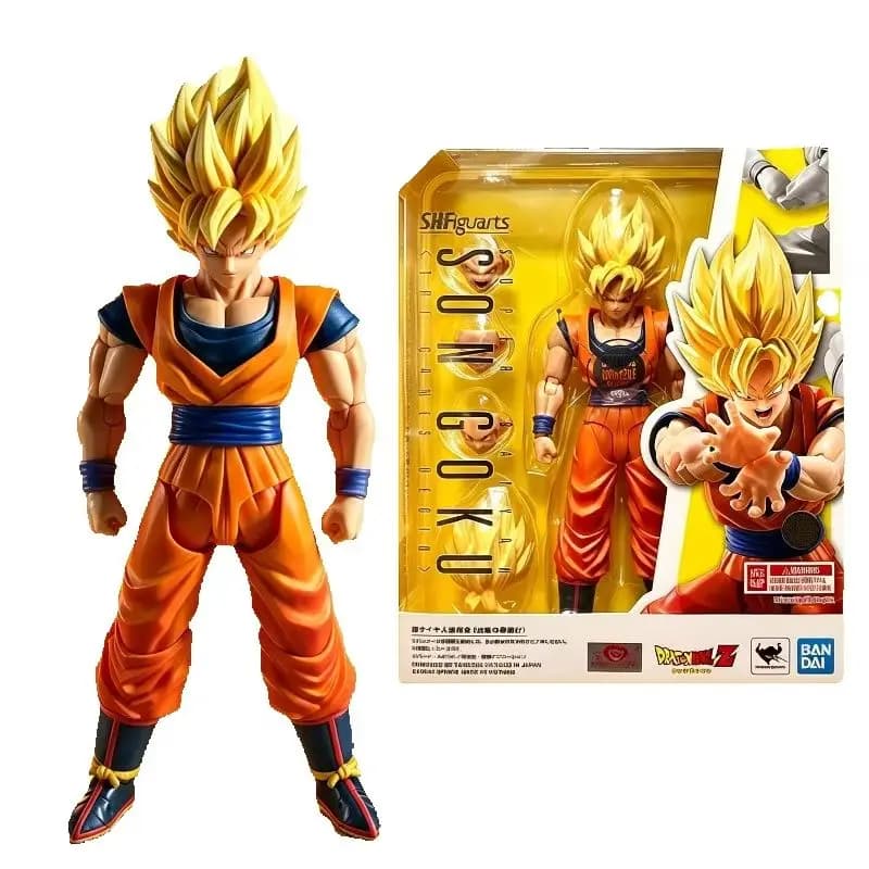 Original Bandai S.H.Figuarts Dragon Ball Z Super Saiyan Son Goku 3.0 Cell Games Articulated Anime Figure Collectible Gift Box
