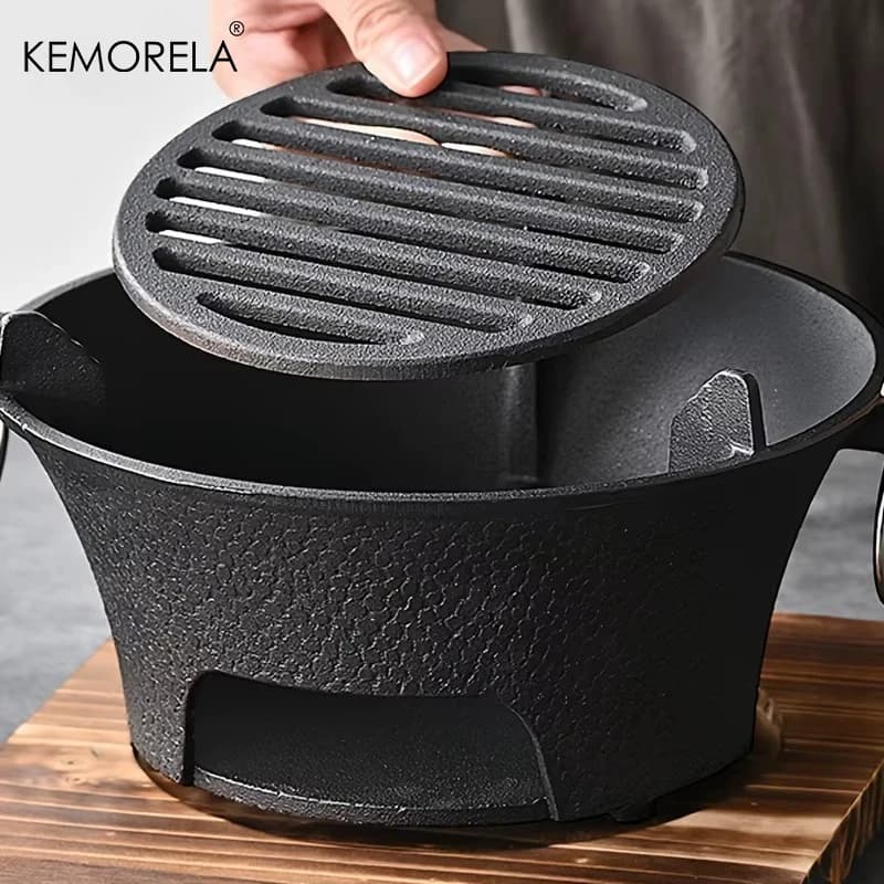 1Set Outdoor Camping Cast Iron Coal Stove Barbecue BBQ Rice Cake Coal Stove Portable Japanese Coal Stove For Home Use