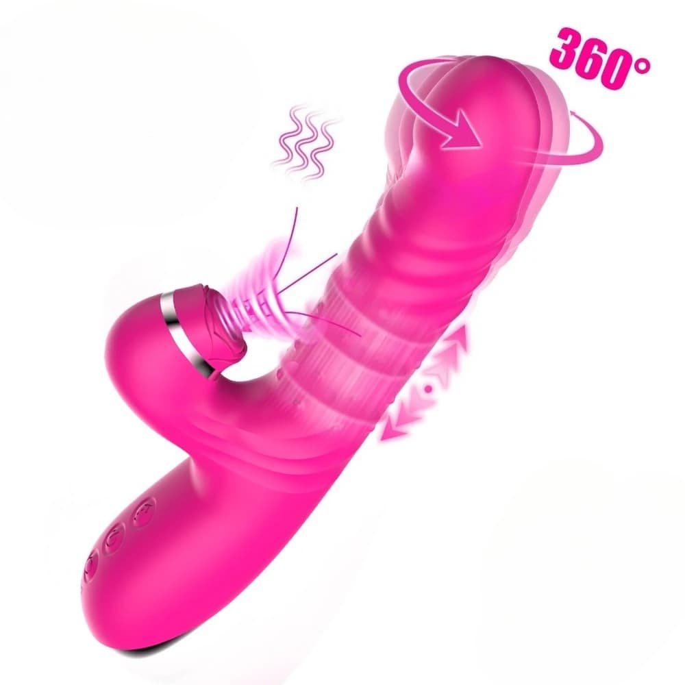 360° Rotating Bead Telescopic Sucking Vibrator For Women G Spot Clitoral Stimulation Sex Toy Heating Vagina Thrusting Anal Dildo