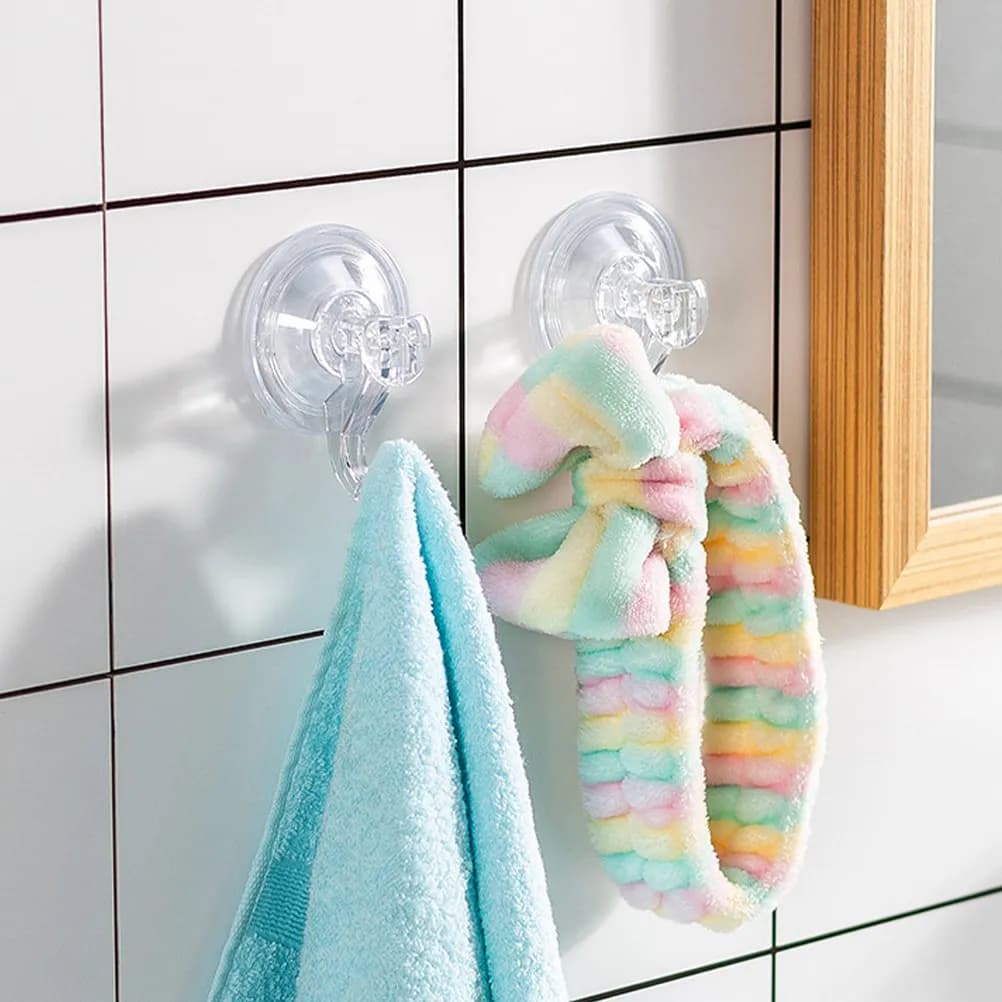 4 Ganci a ventosa resistenti e riutilizzabili per bagno, doccia, cucina, porta asciugamani, appendiabiti, porta chiavi, organizer