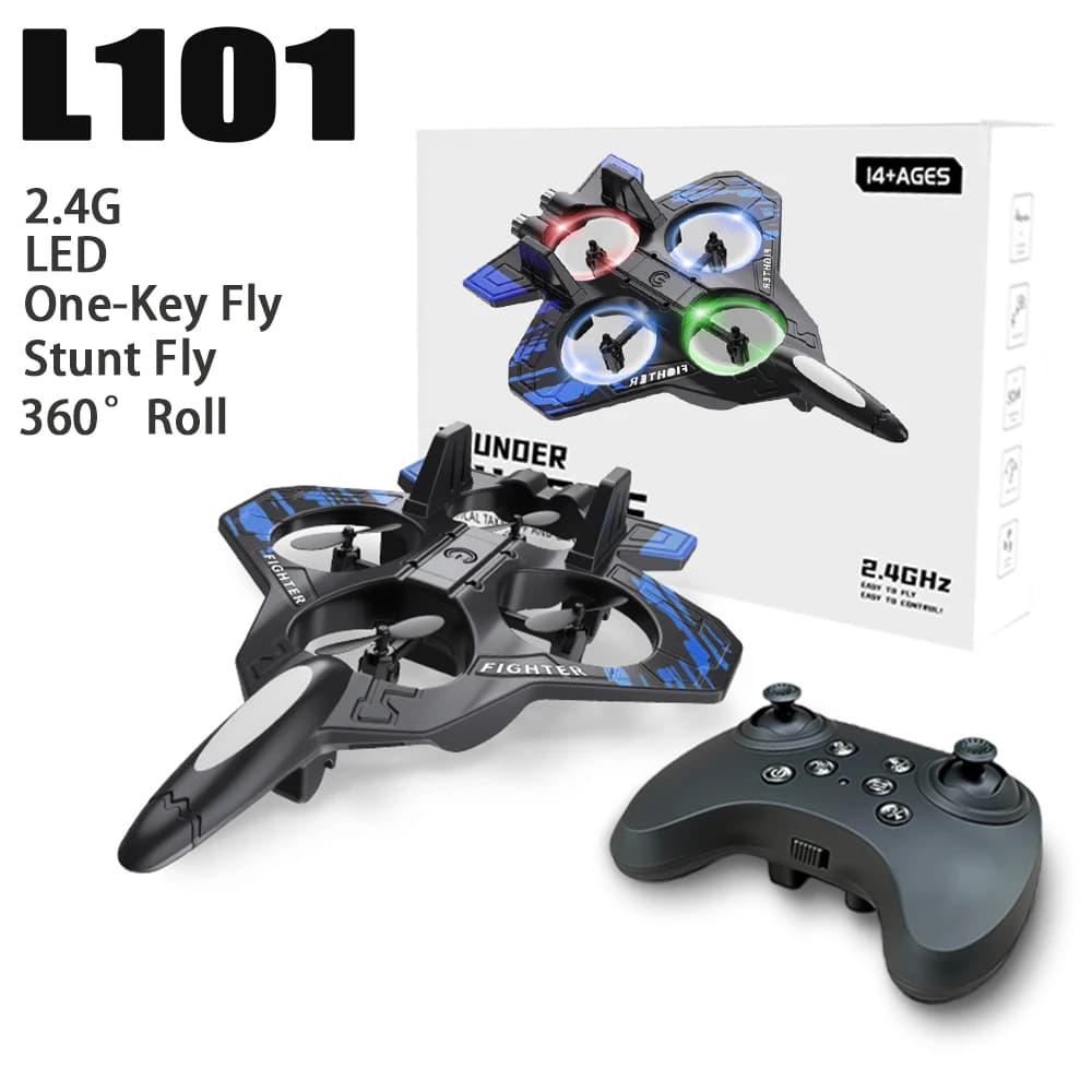 L101 RC Foam Air F22 Raptor 2.4G 2CH Remote Controlled Aircraft Stunt Fly Aircraft with Four Fan LED 360 ° The flying roll with a wheel key
