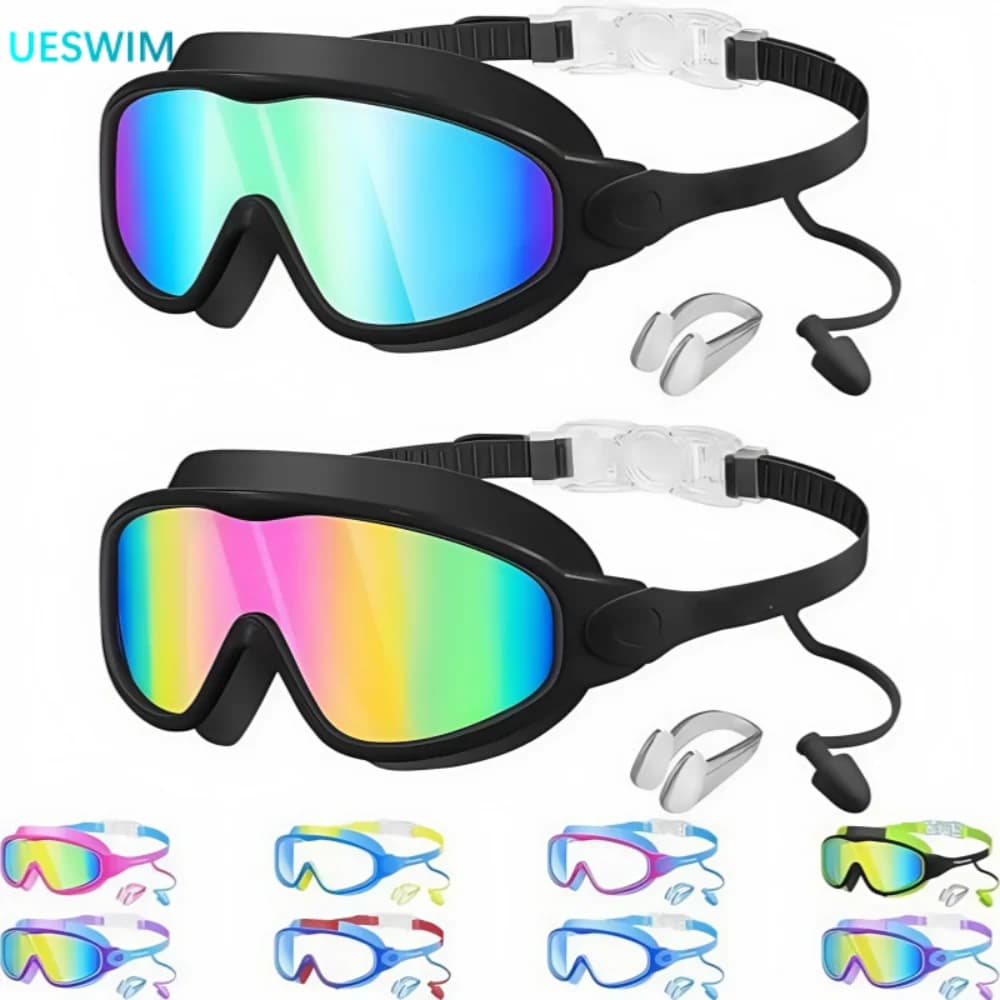 2PCSC children's swimwear with ear plugs and nose clips Swimwear with UV protection for boys and girls aged 3 to 15 years