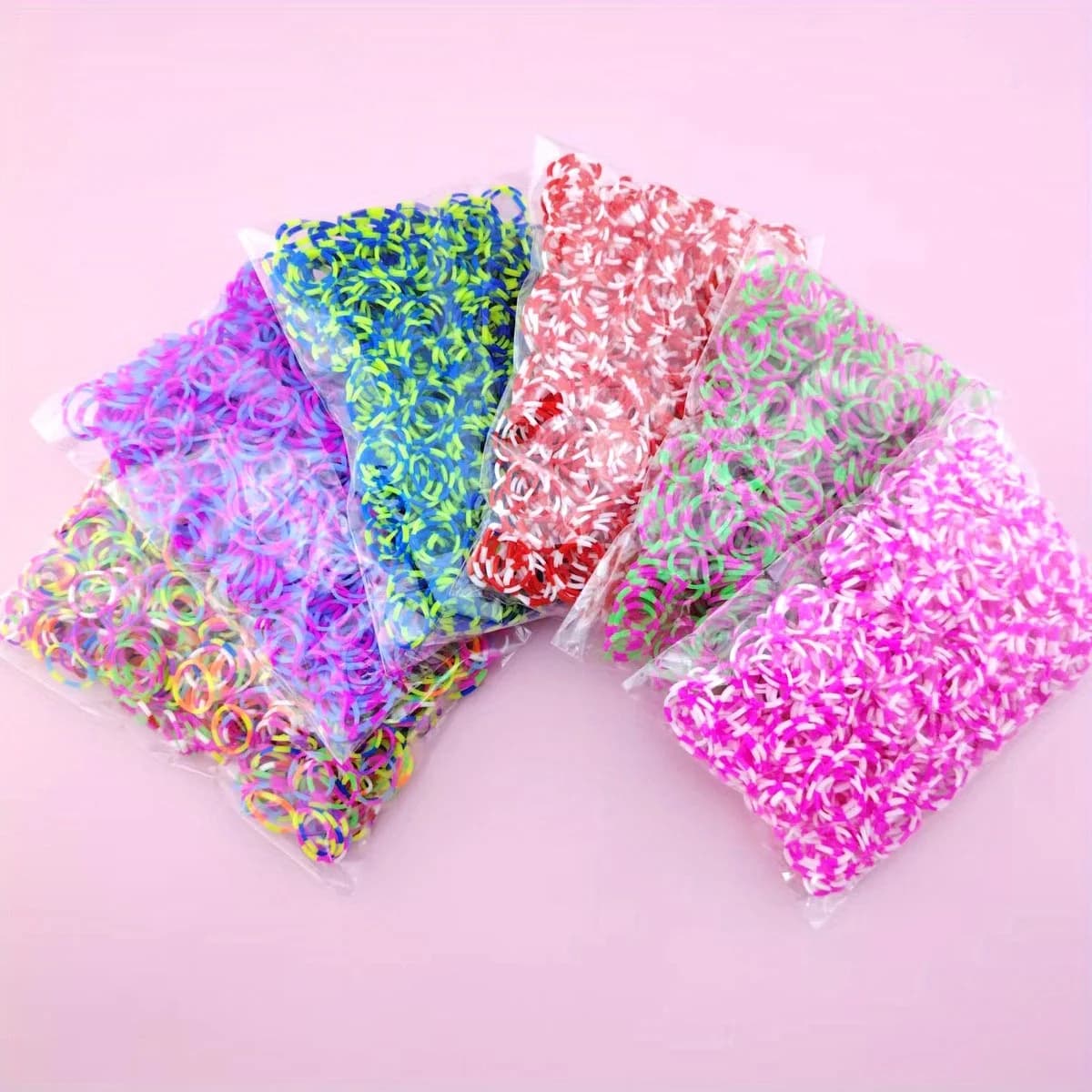 600Pcs Color Rubble Loom Bands Bracelets Kit Girl Gift Elastic Weaving Lacing Craft DIY Jewelry Making Accessories Supplies