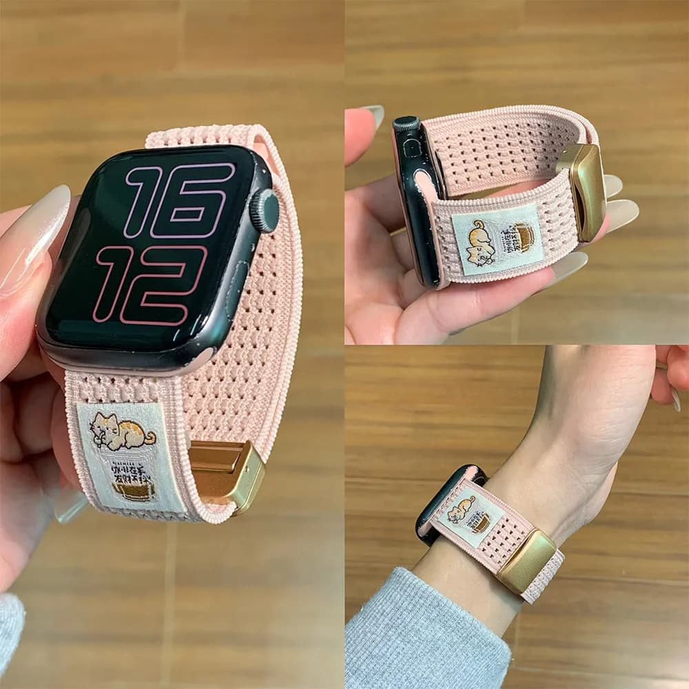 Cinturino in Nylon Traspirante per Apple Watch 44mm, Ultra 49mm, Serie 1 2 3, S10 11, 46mm, 42mm, 45mm, 40mm, 41mm, 38mm per IWatch