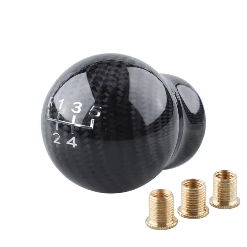 Universal Carbon Fiber 5 6 Speed Gear Shift Knob Manual Transmission Gear Stick Head Shifter Lever Handle With Limiter Adapter