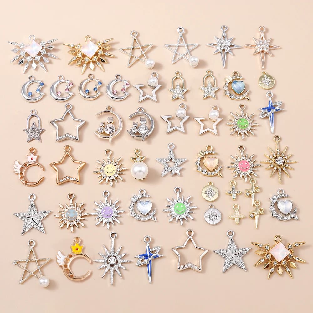 Leslie 10 pezzi squisiti ciondoli di cristallo stella luna per orecchini pendenti bracciale collana pendenti gioielli artigianato fai da te