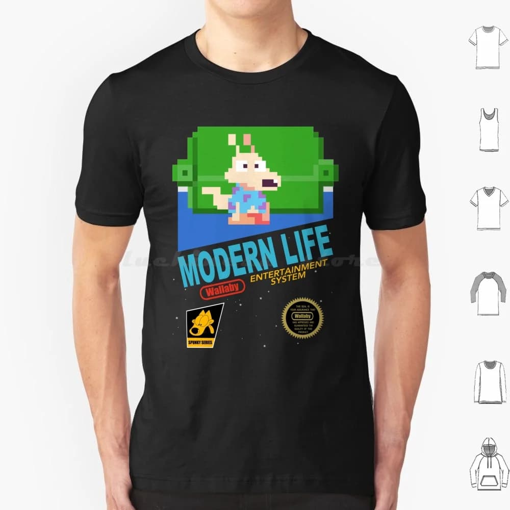 Vita moderna T Shirt 6xl Cotone Cool Tee Gaming Retro Videogiochi Box Art Pop Culture Anni '90 Rocce Vita moderna Mashup Crossover