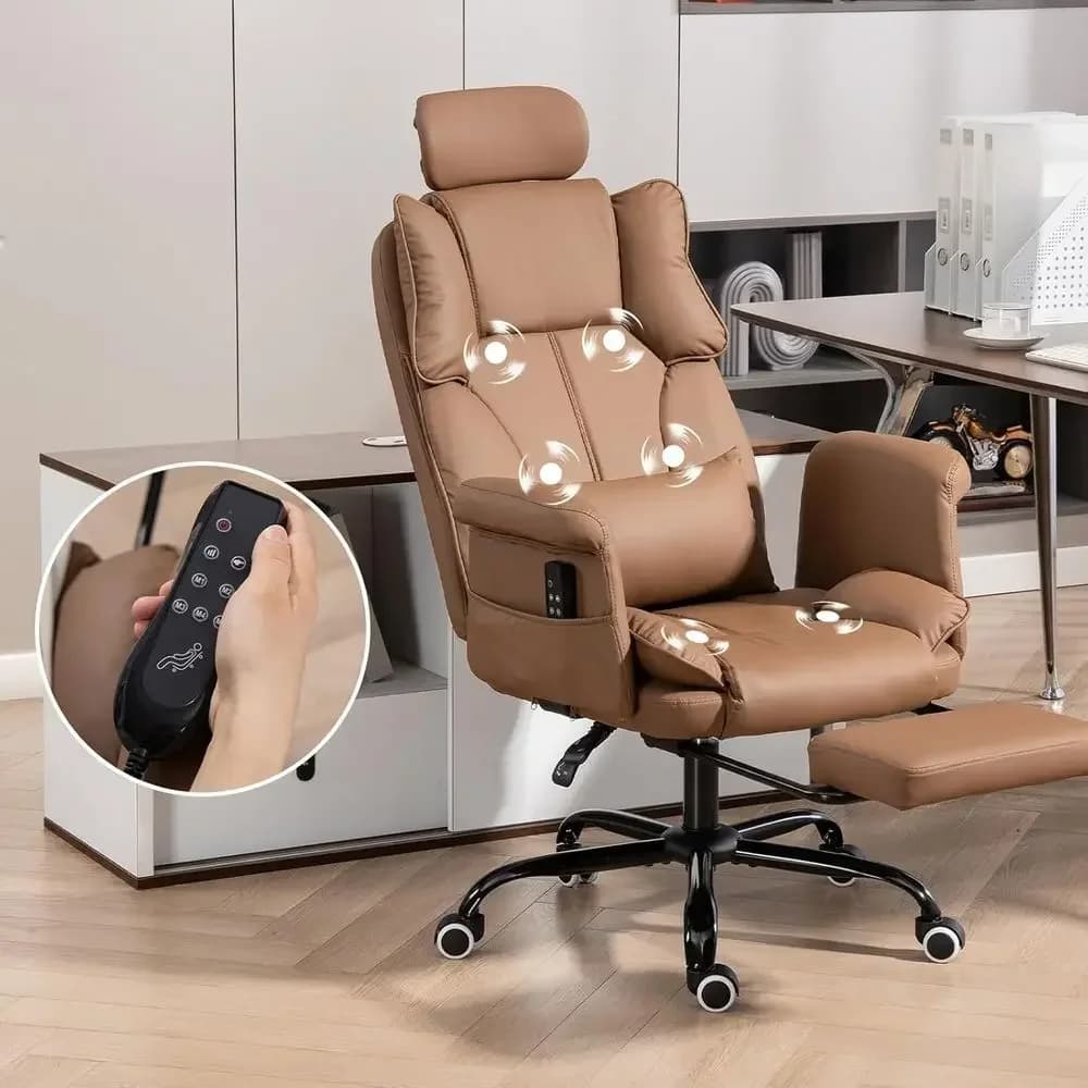 Sedia da Gaming Executive in Pelle con Massaggio a Vibrazione a 6 Punti, 155 ° Sdraiarsi per alleviare il dolore lombare