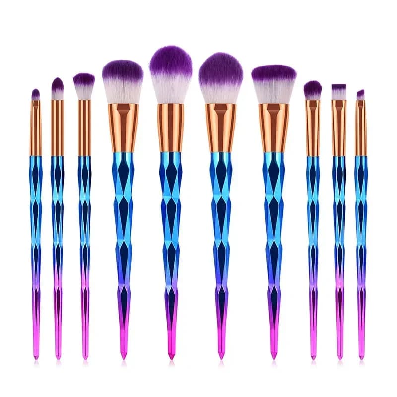 10 pcs/set diamond-shaped handle brushes for makeup foundation powder blunder lips mixing brush for makeup cosmetic tool