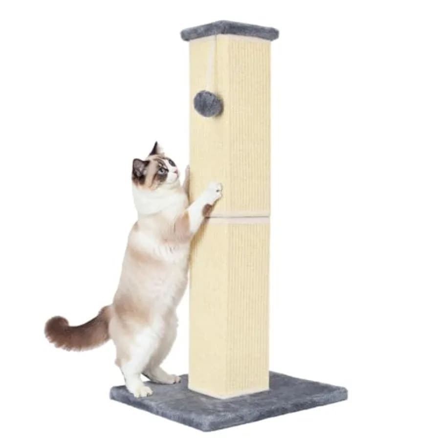 Tiragraffi per Gatti da Interno da 81 cm, per Gatti Grandi e Gattini, con Base Extra Grande e Stabile e Sisal Naturale