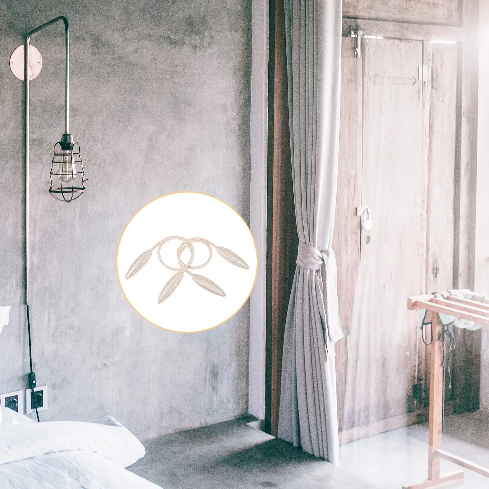 2 Pezzi Fermacurta Semplici Beige alla Moda, Flessibili, per Arredamento Casa, Soggiorno, Cucina, Camera da Letto, Caffetteria, Chic