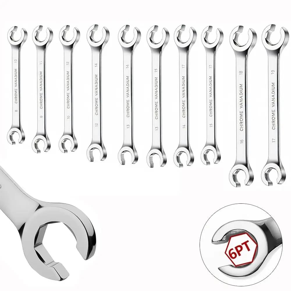 Chiave a cricchetto a doppia testa 8-19mm per dadi svasati, finitura a specchio, per riparazione auto