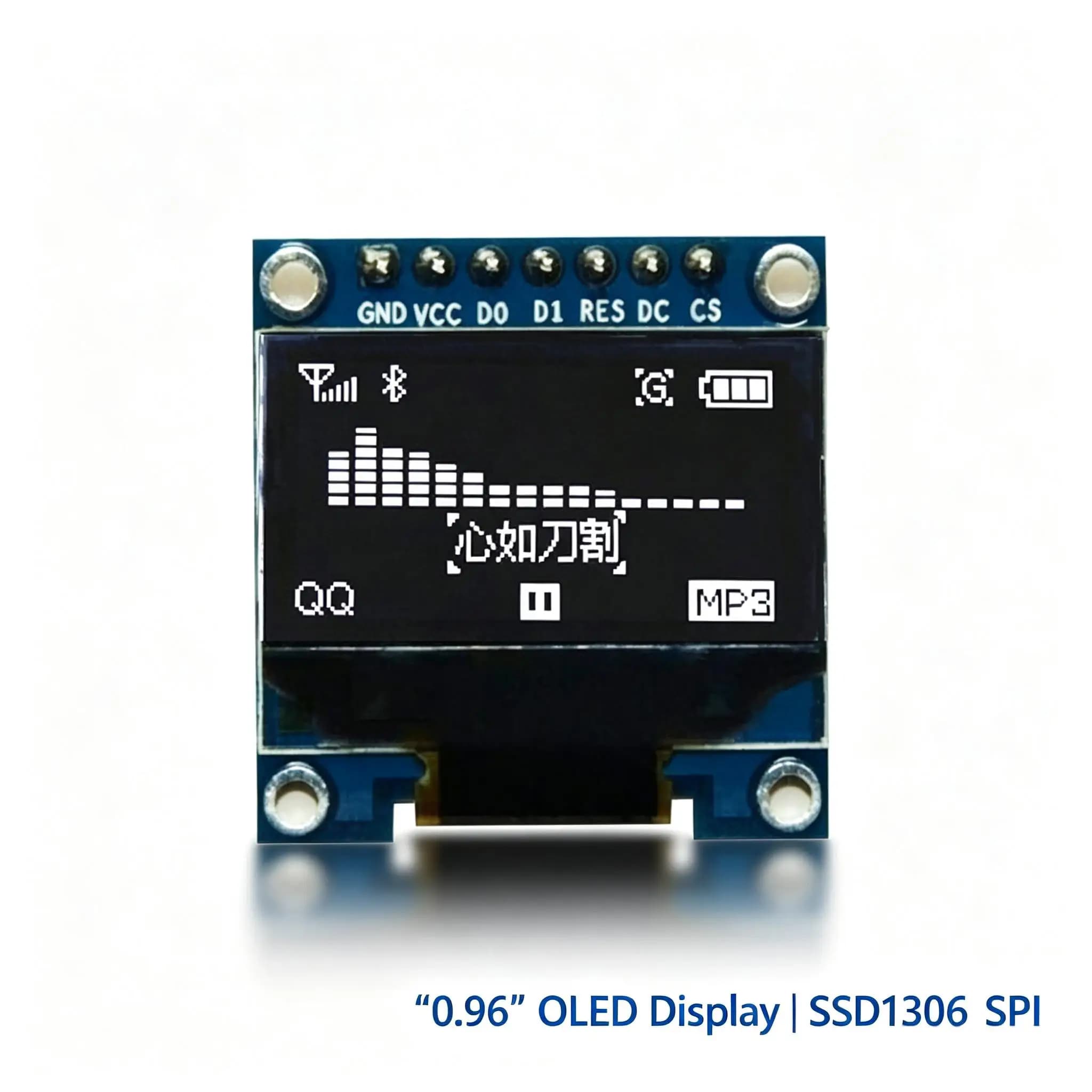 0.96 Inch OLED Display Module, 128x64 Pixel I2C SSD1306 Luminous OLED Screen Board Compatible with Arduino Raspberry Pi ESP32