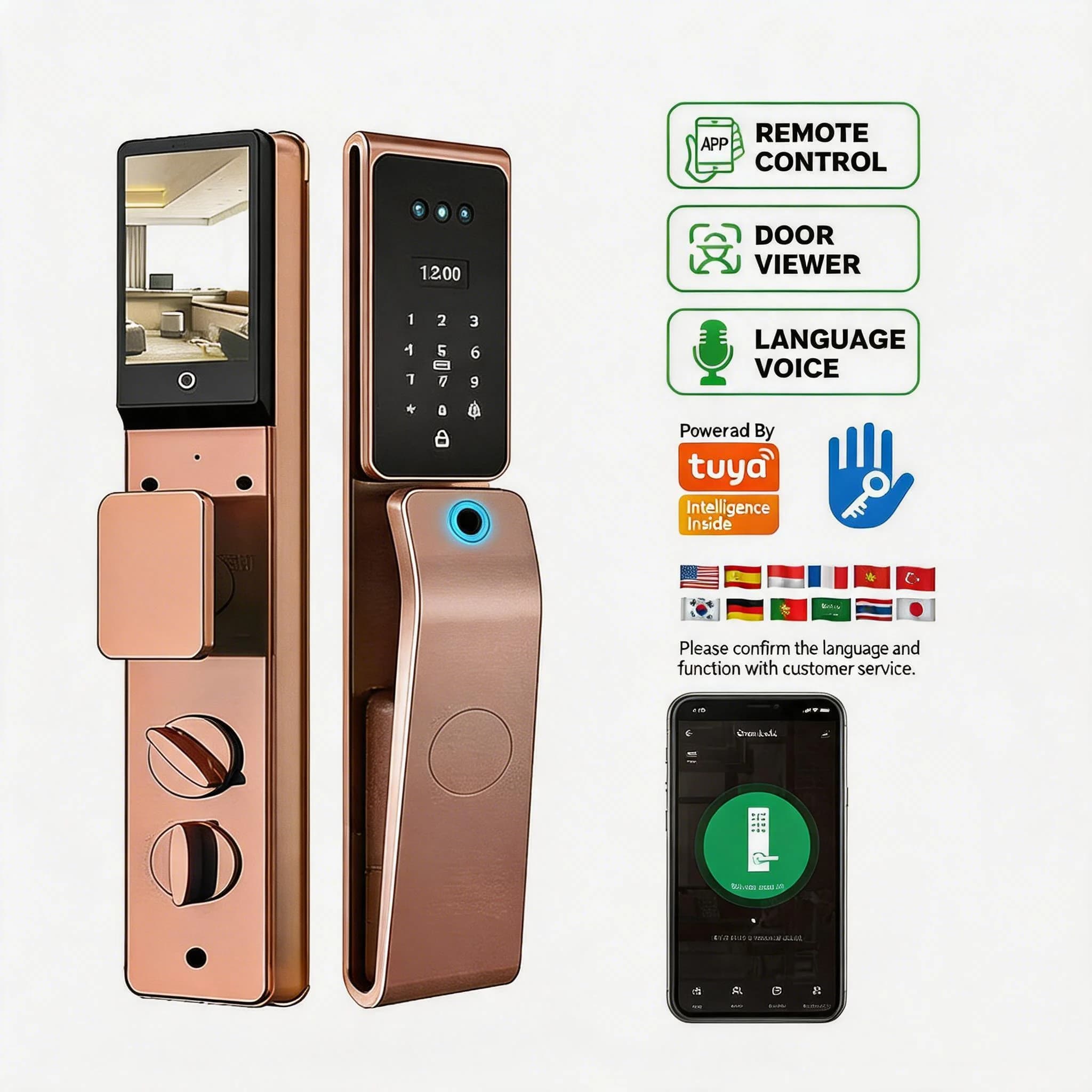 Tuya Smart WiFi/ App-Controlled Lock 3D Face Recognition Fingerprint Memory Card Cloud Integration Grade Security