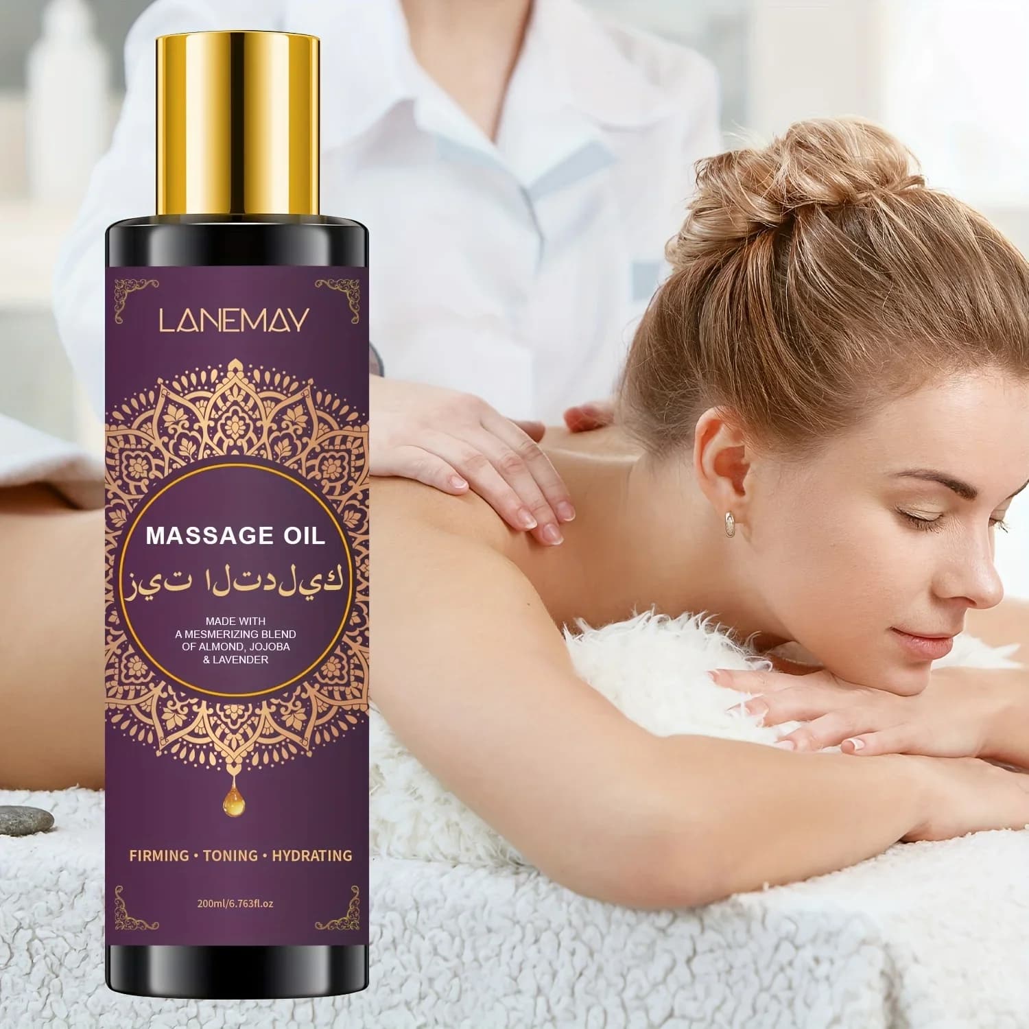 Olio da massaggio alla lavanda all'acido ialuronico per coppie Assorbimento rapido Migliora l'elasticità della pelle Nessun residuo grasso Fresca Idrata
