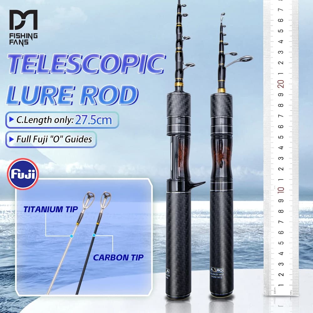 FISHINGFANS WEIDIAO 5' 6' Telescopic FUJI O Guide Carbon Handle Solid Carbon Titanium Tip L LIGHT Power 2-10g Travel Fishing Rod