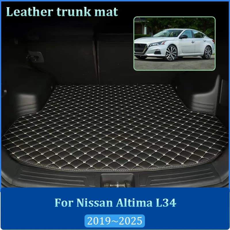 Tappetino in Pelle per Bagagliaio Posteriore per Nissan Altima L34 2019~2025, Facile da Pulire, Antimacchia, Accessori Interni Auto