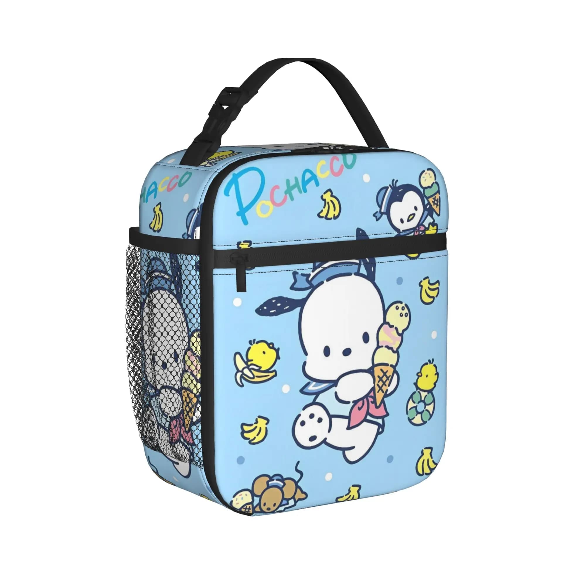 Borsa termica per il pranzo con simpatico cane dei cartoni animati Pochacco, contenitore portatile per il pranzo, borsa termica, borsa per il pranzo, borsa da viaggio per la spiaggia, custodia per bento