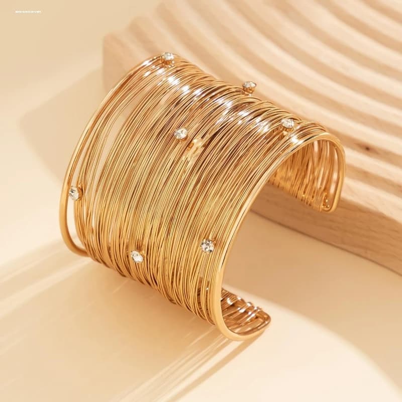 Wide and showy open-end bracelet, Cyberpunk style, for Dangerous Girl, Minimalist, Metal Multilayer, with Double Function