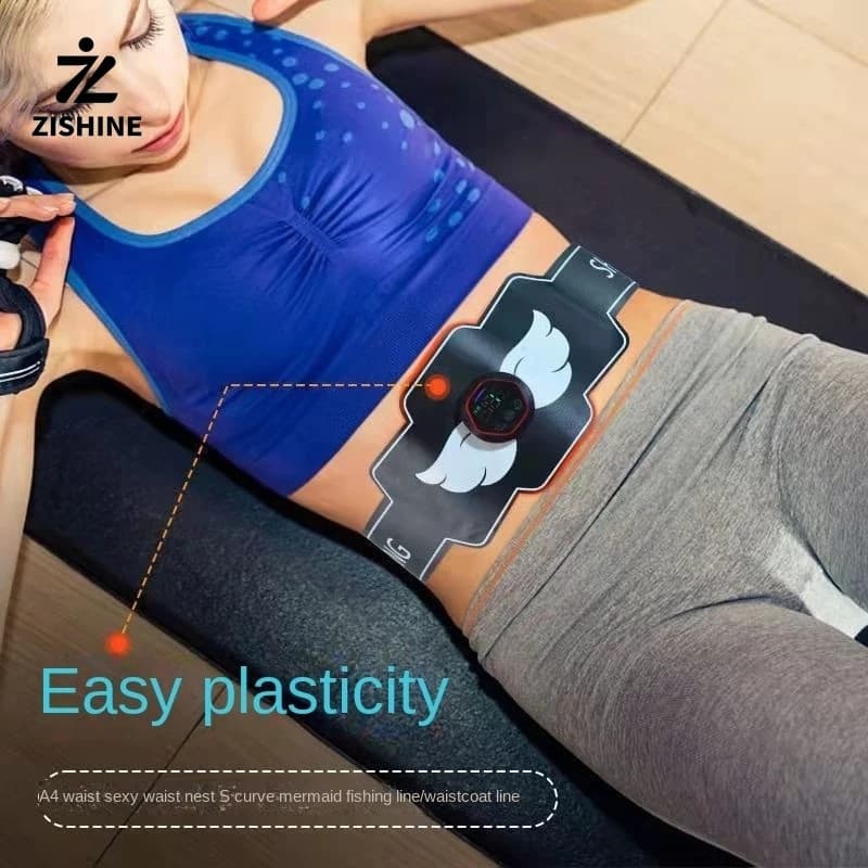 Massaggiatore per stimolazione muscolare EMS, massaggiatore dimagrante, unisex, cintura per allenamento addominale, dimagrimento e modellamento addominale, fitness Pilates