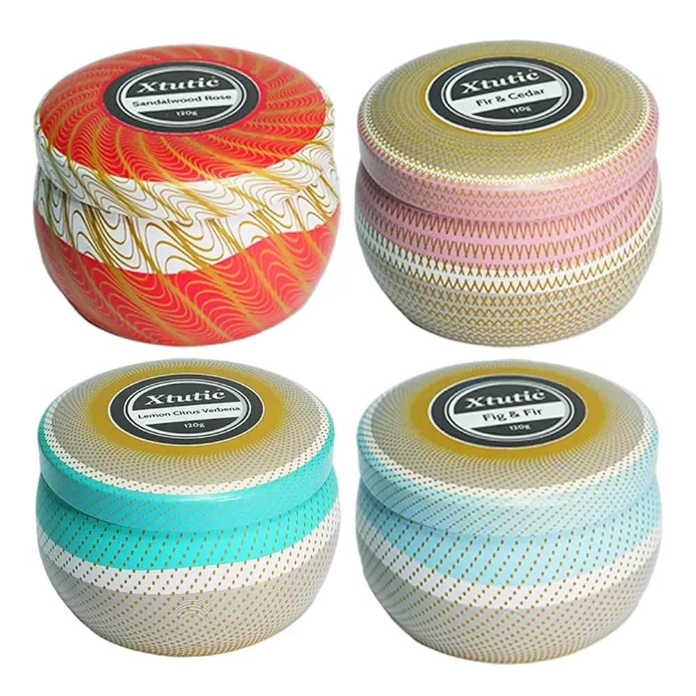 Set di 4 Candele Profumate - Confezione Regalo per Casa, Atmosfera Duratura per Soggiorno e Camera da Letto, Candele Piccole
