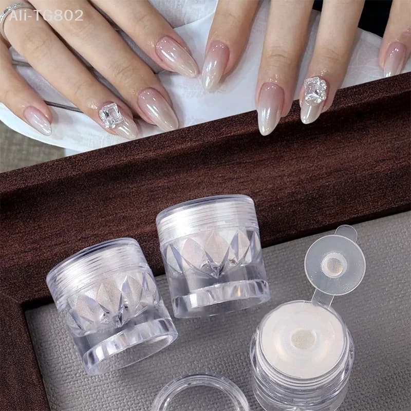 0.5g Clear Ultra Bright Crystal Plating Nail Powder Electroplating Effect Rubbing on Yellow Pink Moonlight Metallic Nail Art
