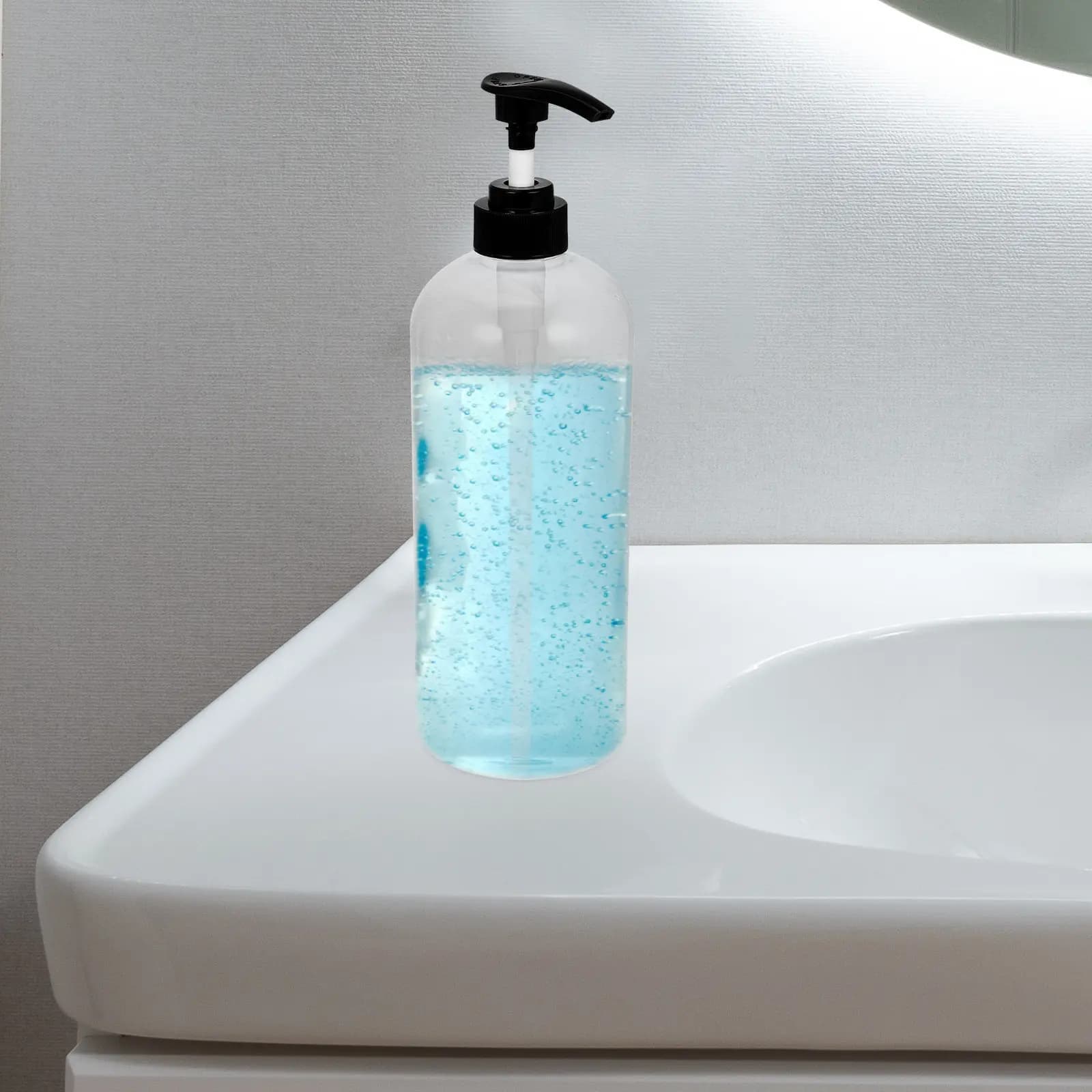2 Pezzi Dispenser Trasparente con Pompa a Pressione, Ricaricabile, per Sapone Liquido, Compatto e Portatile, in PET, per Bagno, Viaggi, Cucina, Detersivo per Piatti