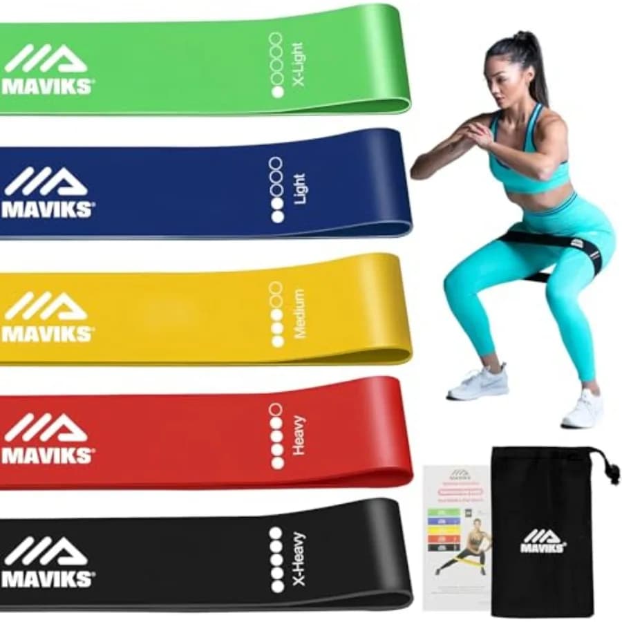 Set di 5 Fasce Elastiche per Esercizi per Donne e Uomini, Bande Elastiche per Allenamento, Fisioterapia, Braccia e Gambe