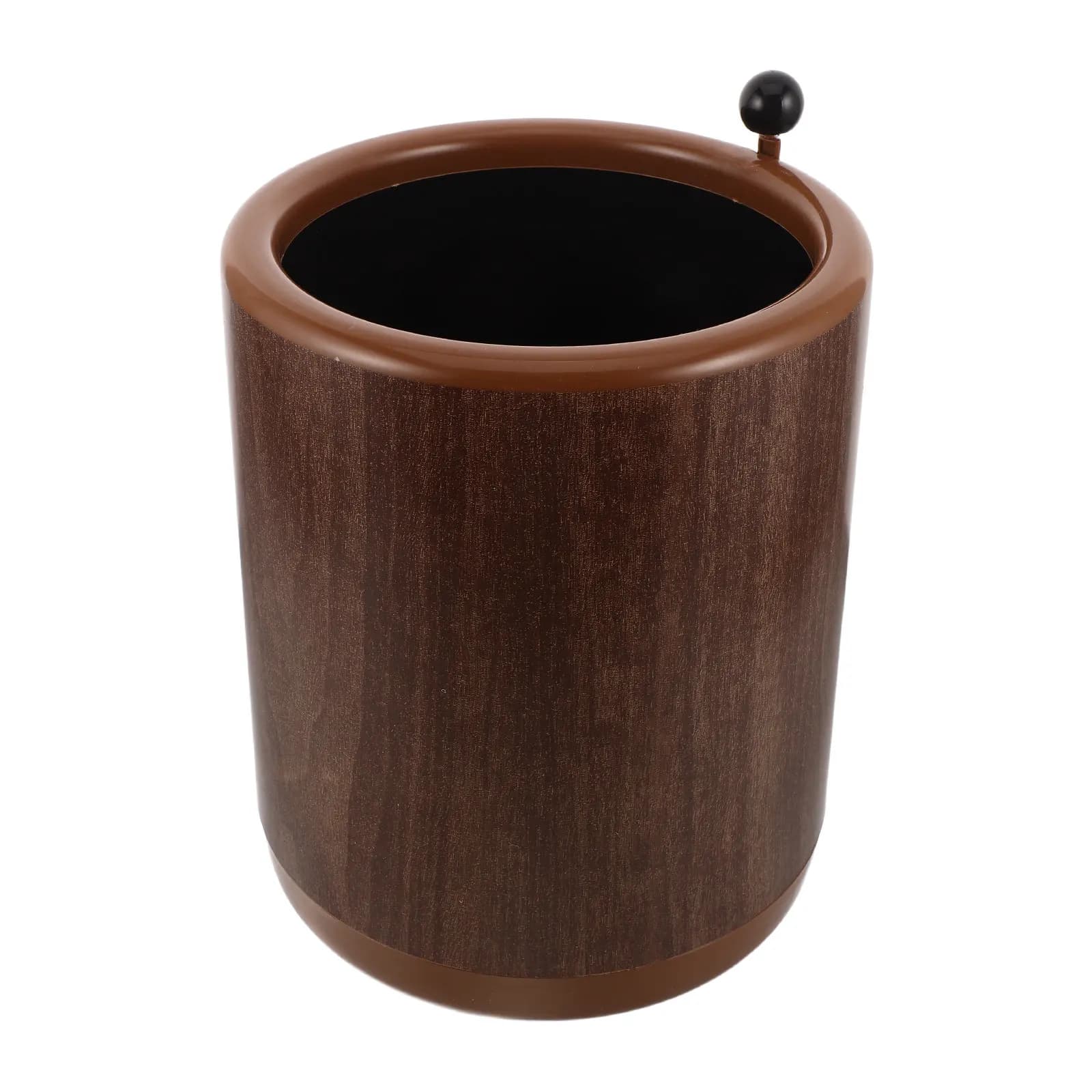 Imitation Wood Grain Trash Can Round Bathroom Garbage Can Open Top Plastic Wastebasket Vintage Rustic Style for Kitchen Office
