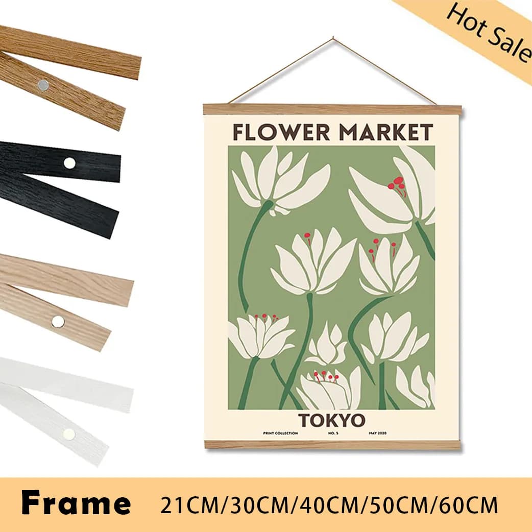 Cornici magnetiche per poster Appendiabiti Cornice per appendere in legno Immagine Pittura Porta poster Tak naturale Pino Foto Scorrimento Decorazione da parete