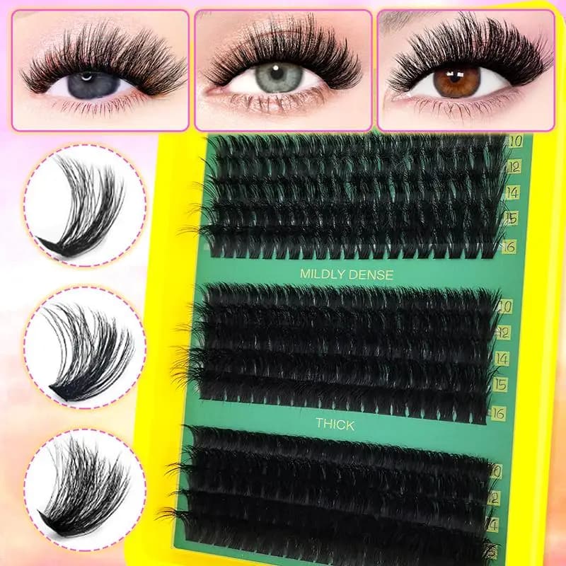 Extension ciglia a ciuffetti effetto naturale, lunghezza mista, morbide, individuali, per uso professionale e domestico