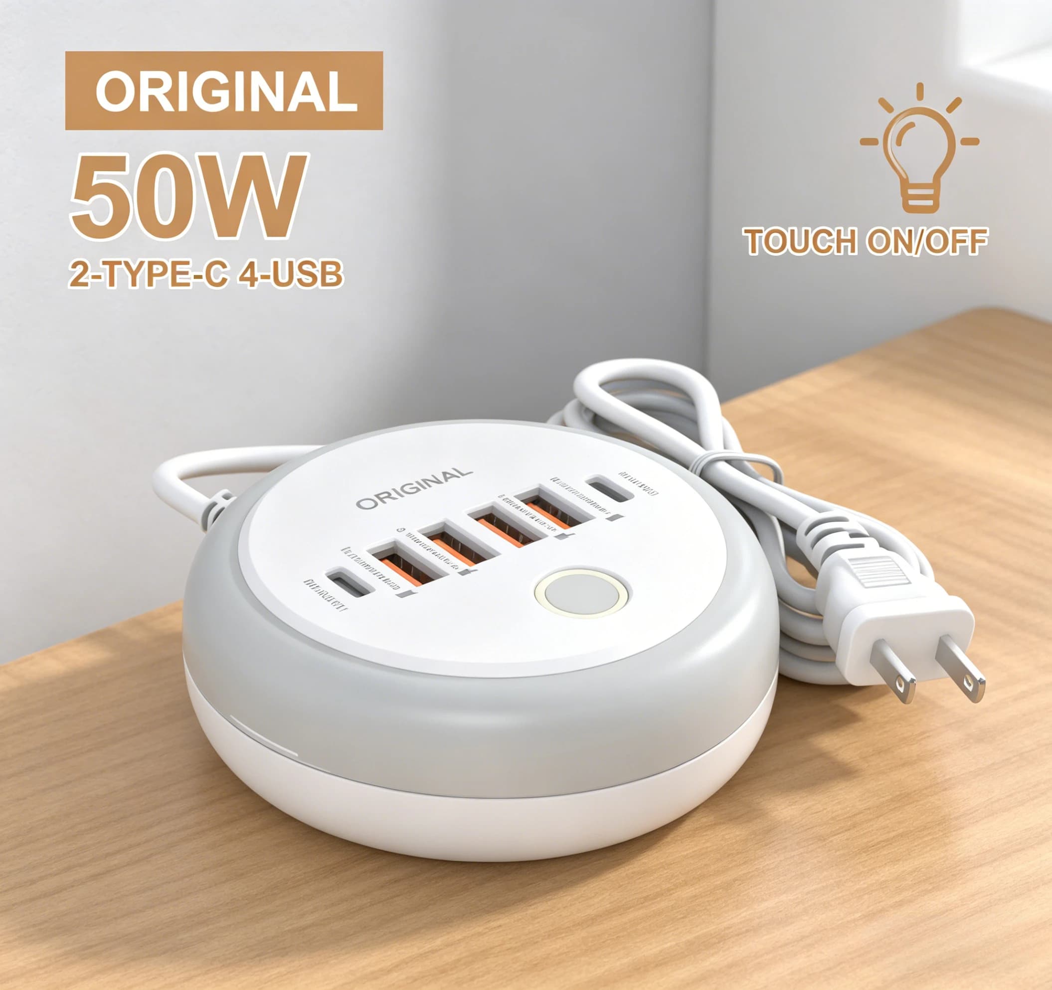 Adattatore di alimentazione USB PD 50W multiporta tipo C per cellulari, caricabatterie rapido USB per iPhone, Xiaomi, Huawei, Samsung