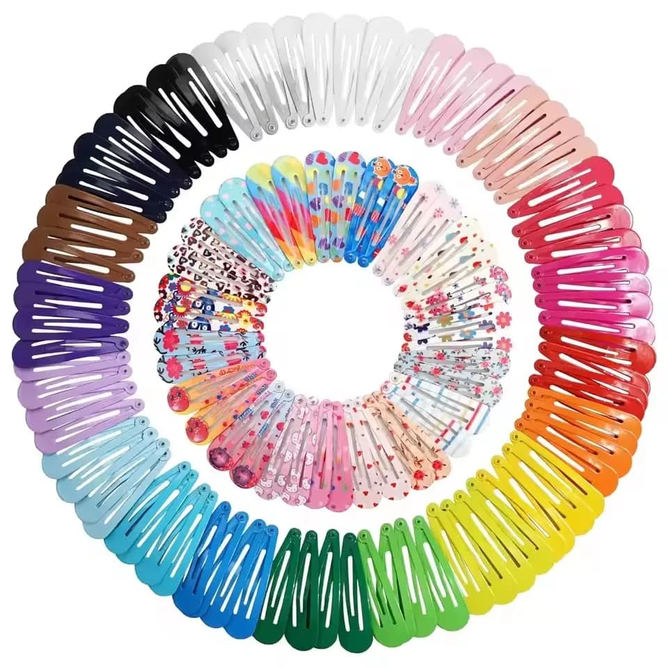 50 Pezzi Fermagli per Capelli a Scatto Colori Caramella Lucidi 5cm/2in, Mollette in Metallo Antiscivolo, Accessori per Capelli per Bambine
