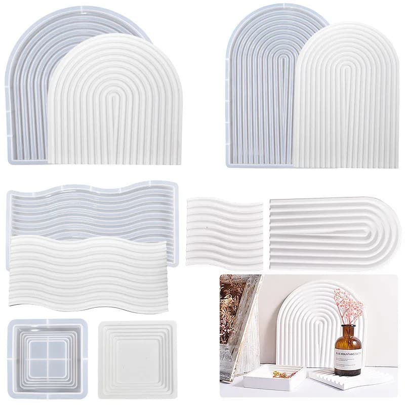 Stampo in silicone a forma di U a strisce, stampi in resina architettonica astratta per vassoio di sapone, candela fatta a mano, barra di lozione, decorazione per la casa delle torte
