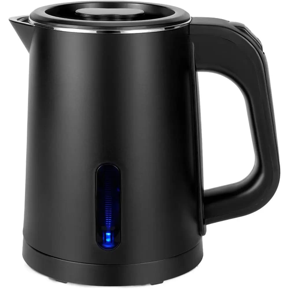 Bollitore Elettrico Portatile da 0,8L in Acciaio Inossidabile con Spegnimento Automatico e Protezione Contro l'Ebollizione a Secco per Viaggi (Nero)