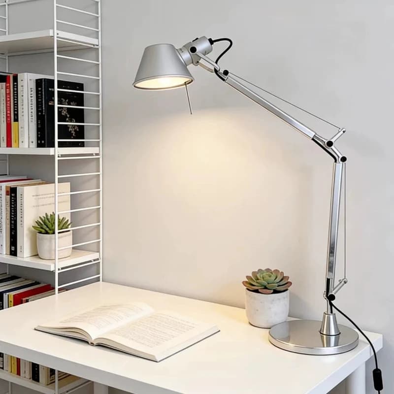 Lampada da Tavolo in Alluminio Italiano, Moderna e Semplice, Creativa e Lussuosa, con Braccio Lungo Pieghevole per Lettura e Ufficio