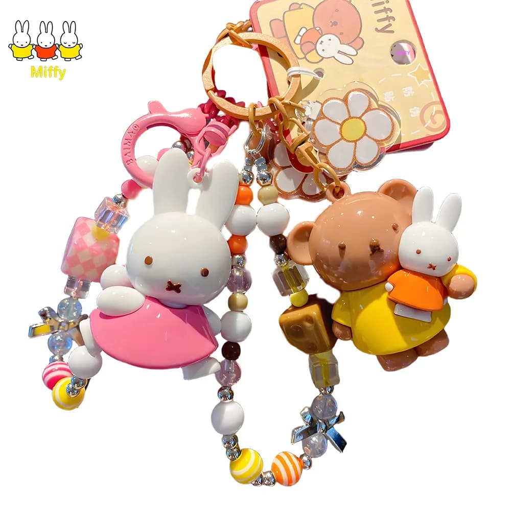 Kawaii Miffy Coniglio Portachiavi Bambola Cutegirlish Cartoon Creativo Portachiavi Fai da Te Zaino Regalo